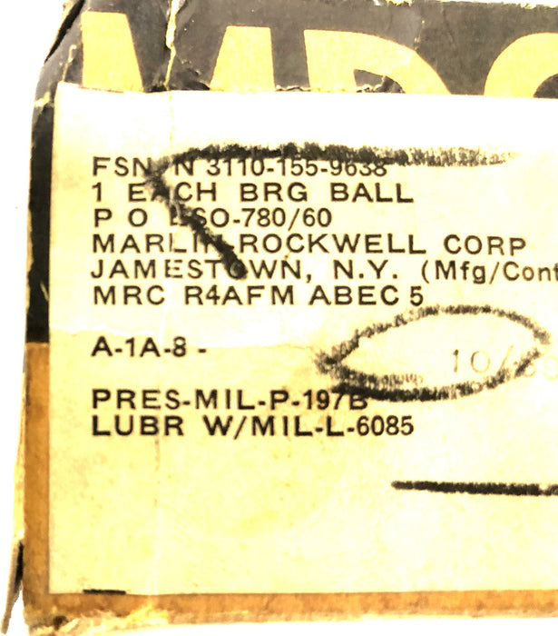 MRC Single Row Ball Bearing R4AFM ABEC5 NOS