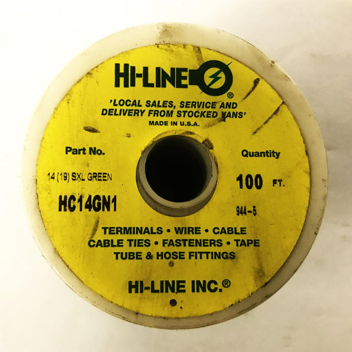 Hi-Line 14 AWG  Green Hookup/Lead Wire, 100 Feet Roll, HC14GN1 NOS