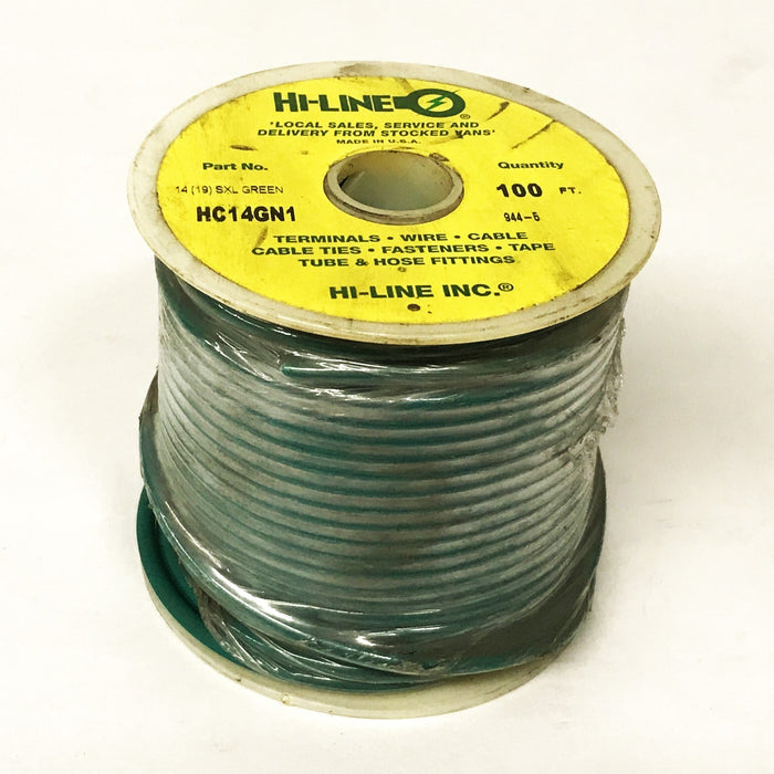 Hi-Line 14 AWG  Green Hookup/Lead Wire, 100 Feet Roll, HC14GN1 NOS