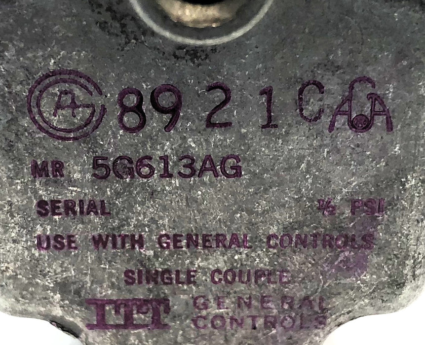 ITT General Controls Gas Cock Safety Valve MR5G613AG NOS