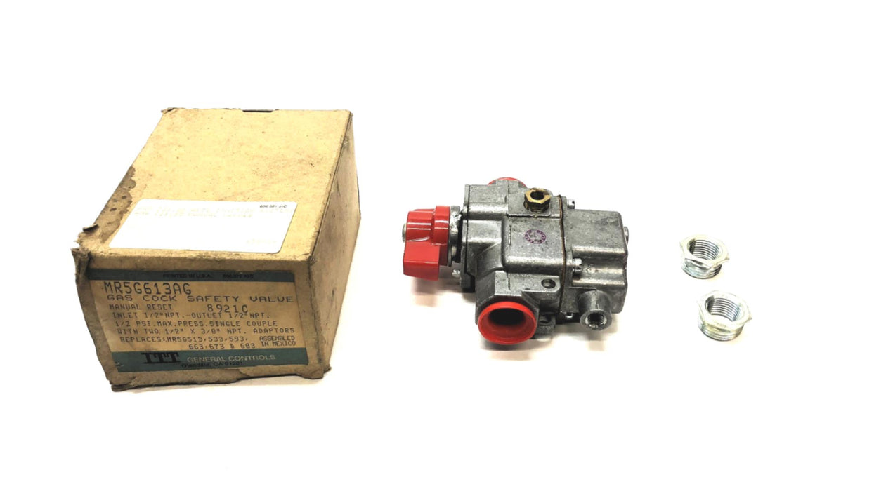 ITT General Controls Gas Cock Safety Valve MR5G613AG NOS