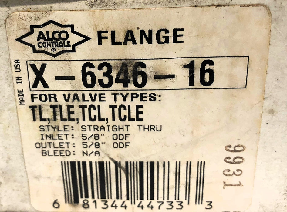 Alco Controls 5/8" ODF Straight Thru Flange X-6346-16 NOS