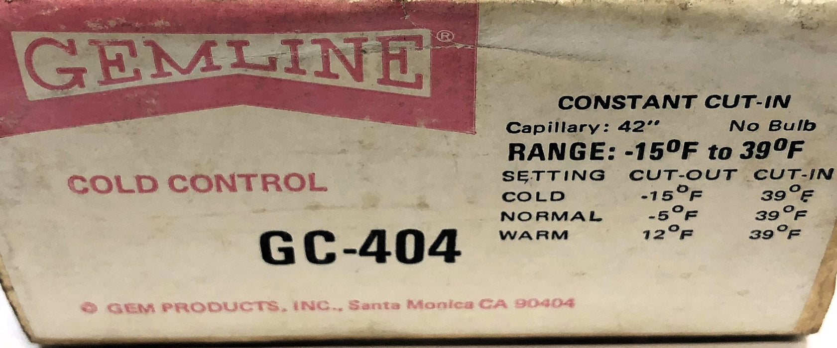 Gemline Cold Control GC-404 NOS