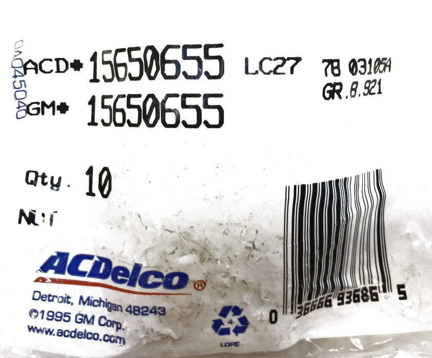 General Motors/GM Nut 15650655 (10 pcs.) NOS