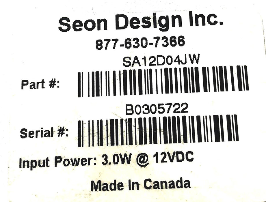 Seon 3.0W 12VDC Mobile Bus Surveillance Security Camera SA12D04JW USED