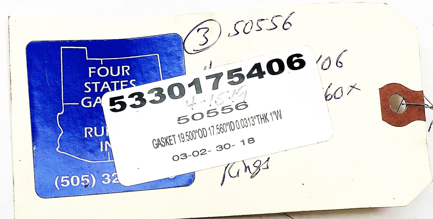 Four States Gasket And Rubber 19.500IN OD 17.560IN ID Gasket 5330175406 NOS