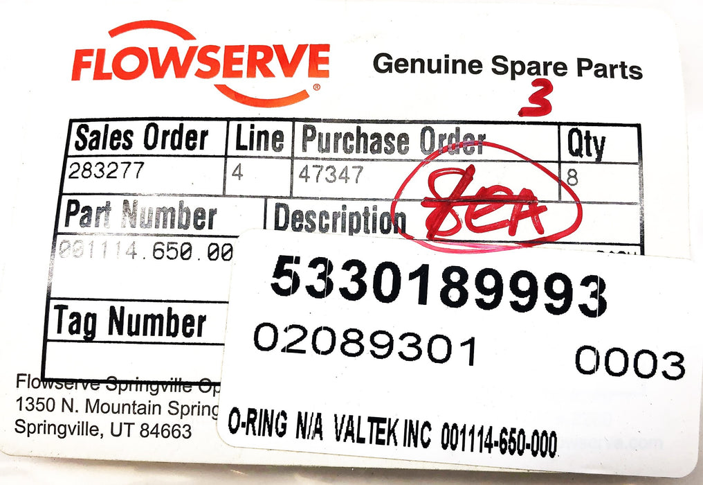 Flowserve O-Ring 001114.650.000 NOS