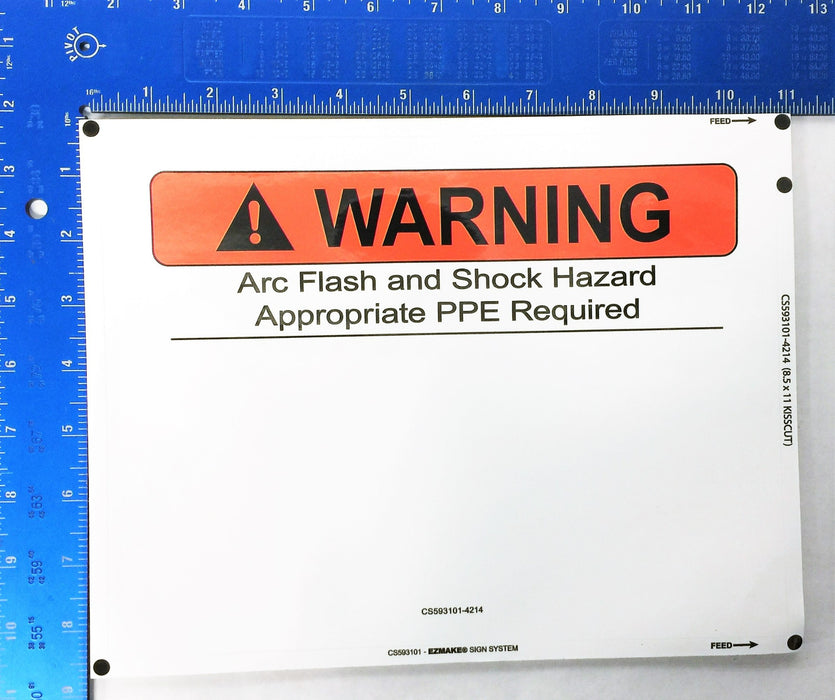 EZMake 11" X 8.5" Arc Flash/Shock Hazard PPE Label CS593101[Lot of 12] NOS