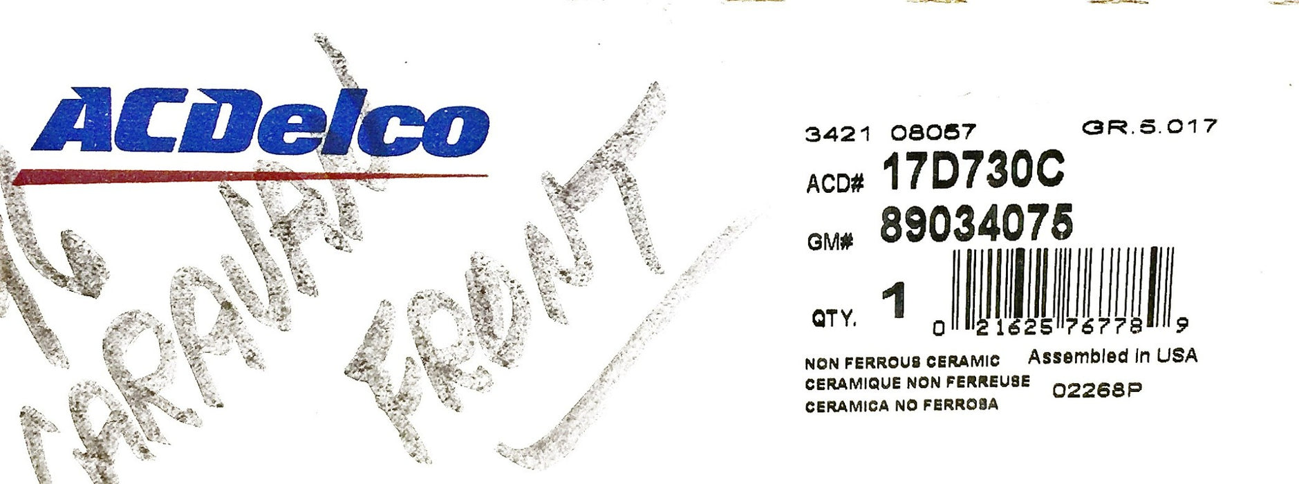 AC Delco/GM Disk Brake Pads 17D730C NOS