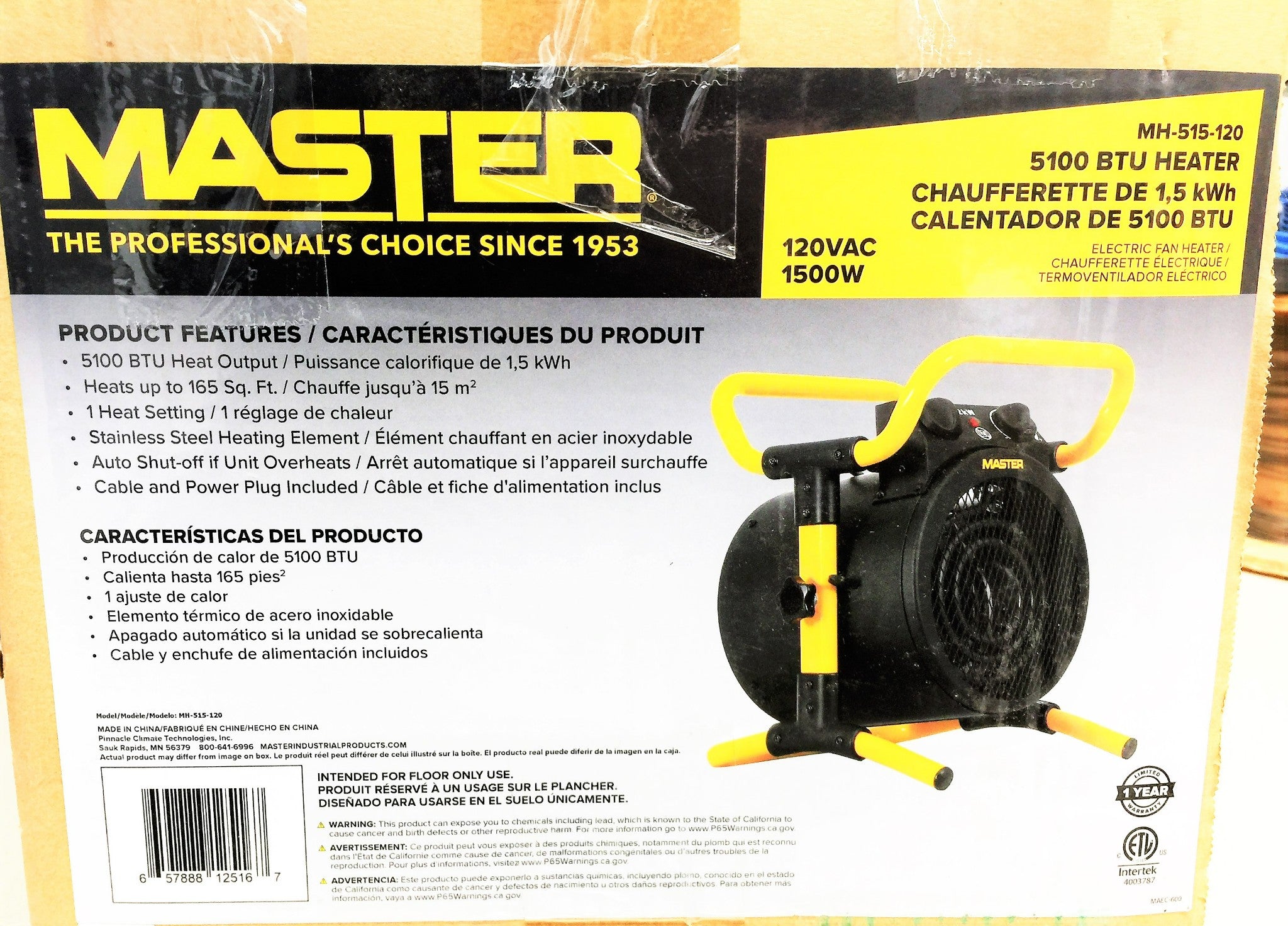 Master 5100BTU 120V 15 Amp Turbo Electric Heater MH-515-120 NOS –  governmenttransitsurplus.com