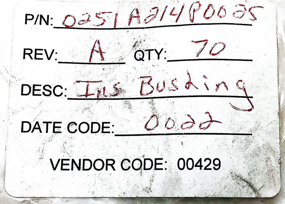 Unbranded White Insulated Bushing 0251A214P0025 [Lot of 10] NOS