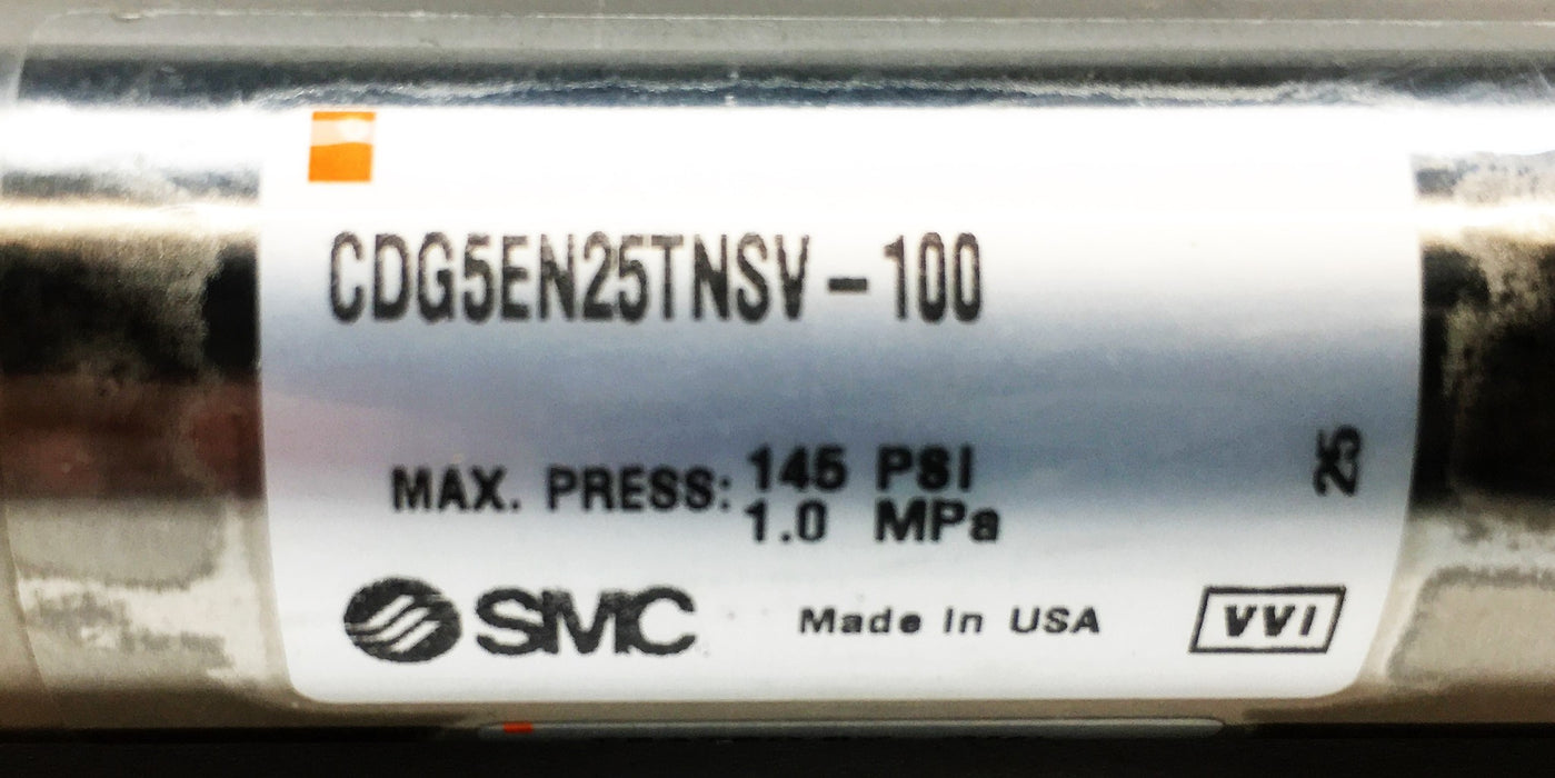 SMC 145PSI 1.0MPa Stainless Steel Cylinder CDG5EN25TNSV-100 NOS