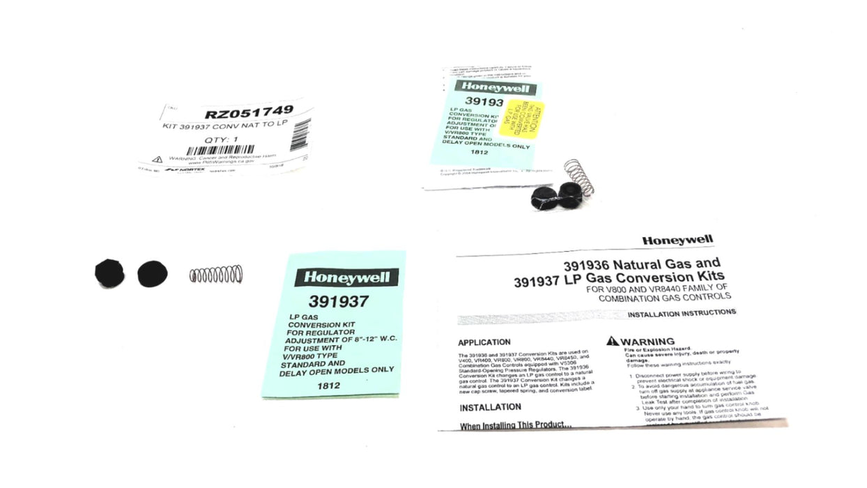 Honeywell Natural Gas To LP Conversion Kit 391937 (RZ051749) [Lot of 2] NOS