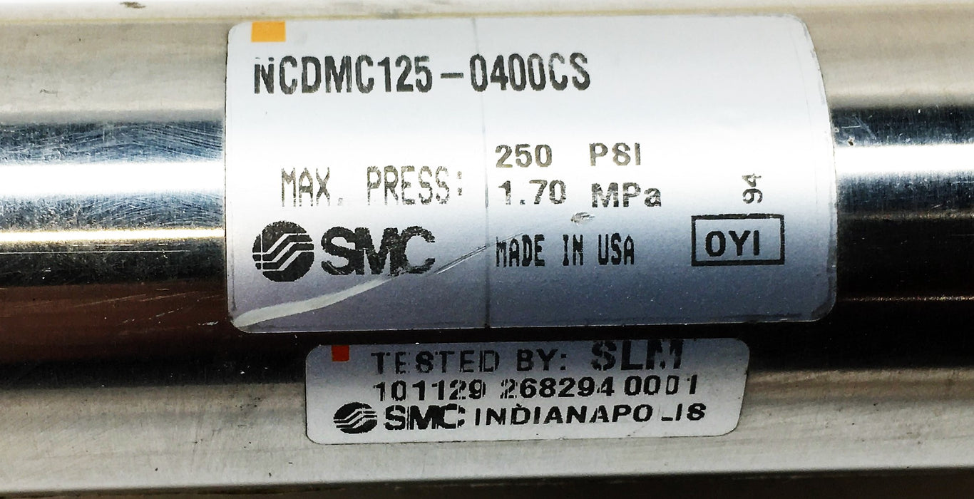SMC 250PSI 1.70MPa Stainless Steel Cylinder NCDMC125-0400CS NOS