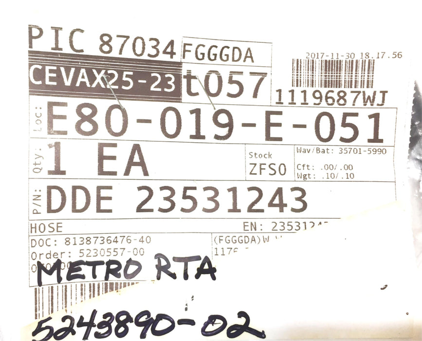 Flexfab Pressure Hose 23531243 NOS