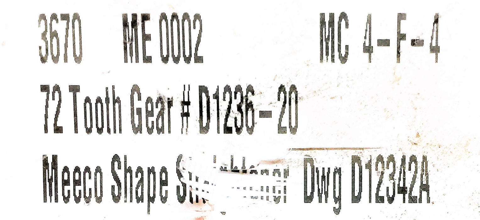 MEECO 15" Round 72-Tooth Gear D1236-20 NOS