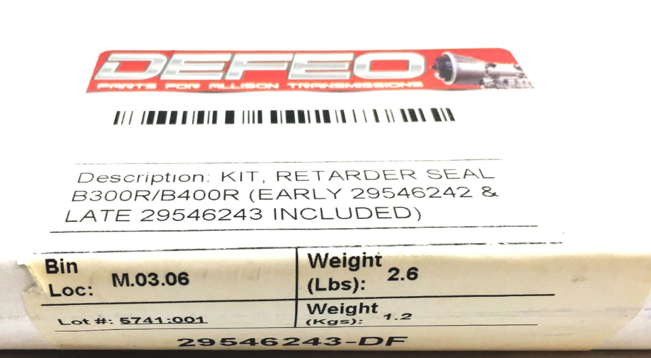 Defeo Parts For Allison Retarder Seal Kit 29546243-DF (29546242) NOS