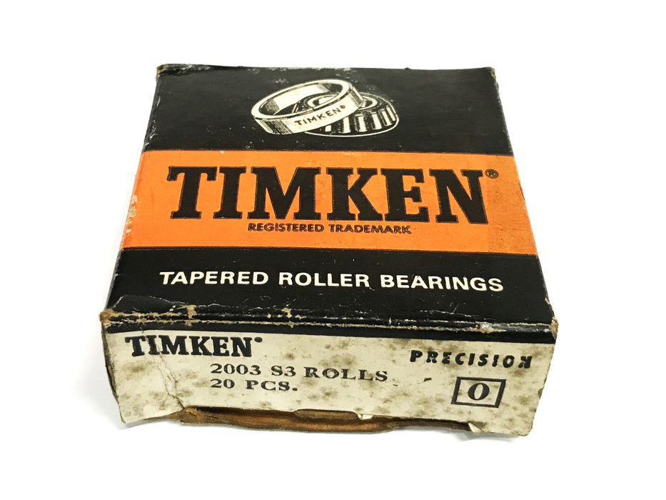 Timken Roller Bearing Tapered Rolls, Box of 20, 2003-S3 [Lot of 2] NOS