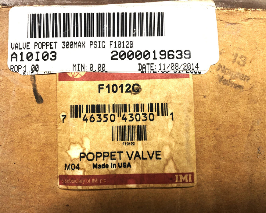 Norgren 300 PSIG 175F Poppet Valve F1012C USED