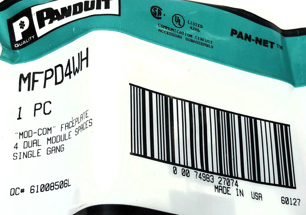 Panduit Mod-Com 4Dual Module Space Single Gang Faceplate MFPD4WH [Lot of 17] NOS