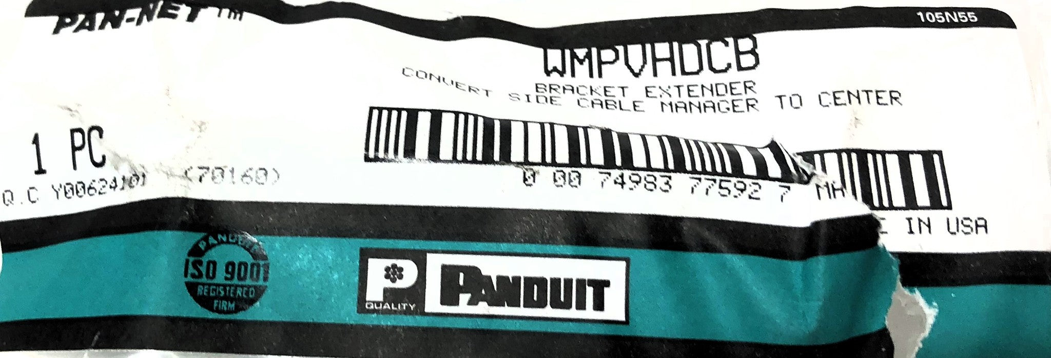 Panduit Bracket Extender Convert Side Cable Manager to Center KV752AE NOS