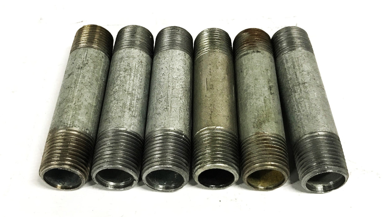 Unbranded 1/2 inch x 3-1/2 inch Galvanized Steel Conduit Nipple [Lot of 6] NOS