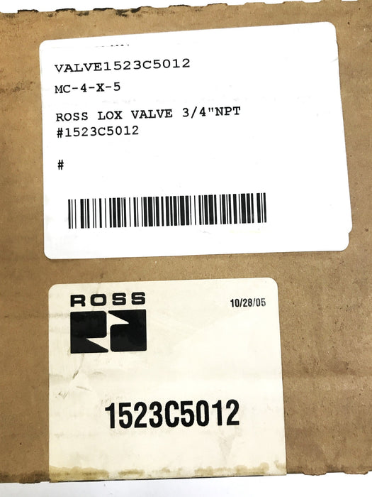 Ross Controls 3/4 inch Brass Relief Valve 1523C5012 USED