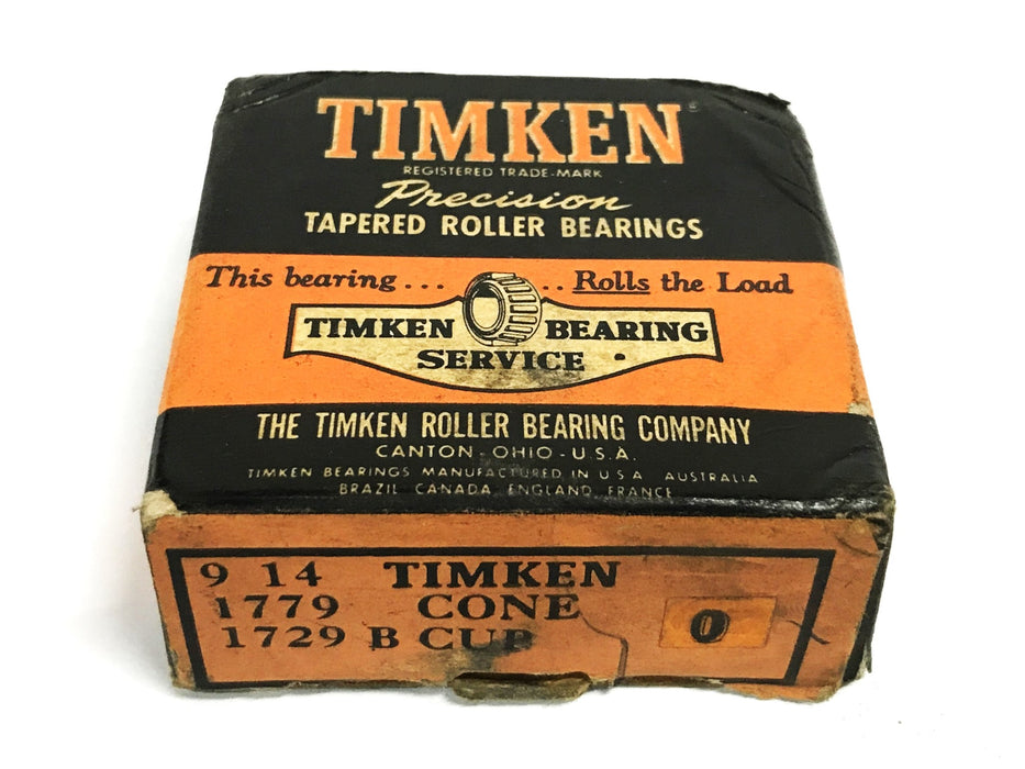 Timken Tapered Roller Bearing Cone and Flanged Cup Assembly 1779/1729B NOS