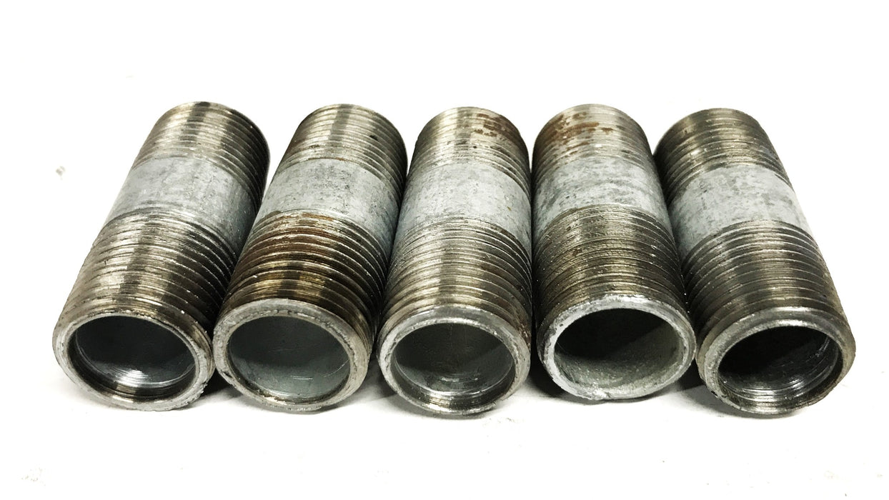Unbranded 1/2 inch x 2 inch Galvanized Steel Conduit Nipple [Lot of 5] NOS