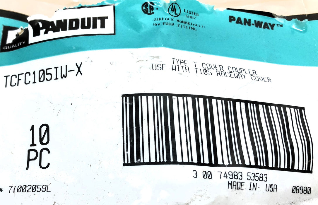 Panduit Pack of (10) Type T Cover Coupler TCFC105 (TCFC105IW-X) NOS