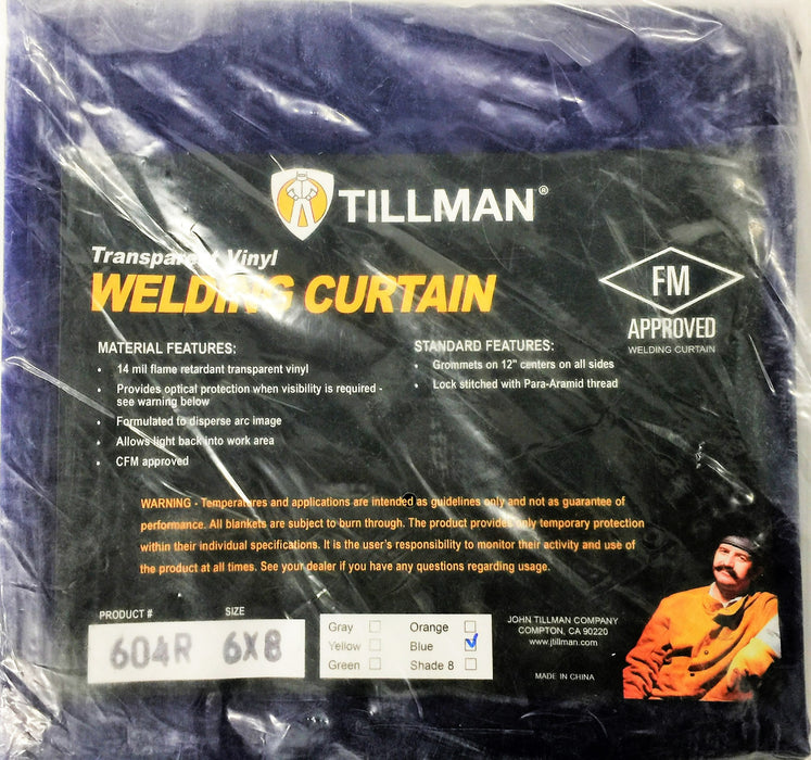 Tillman Transparent Blue Vinyl Welding Curtain 604R 6' x 8' NOS