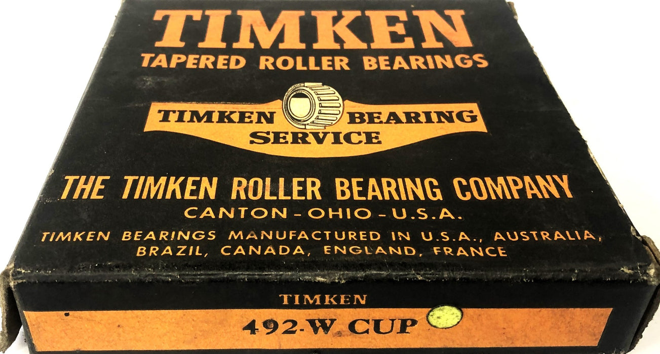 Timken Tapered Roller Bearing Cup 492-W NOS