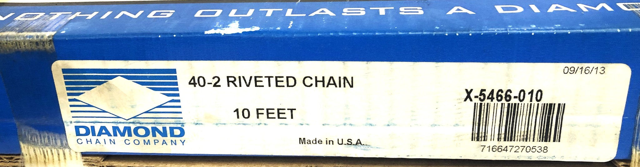 Diamond Chain 10 Foot 40-2 Riveted Double Strand Roller Chain X-5466-010 NOS