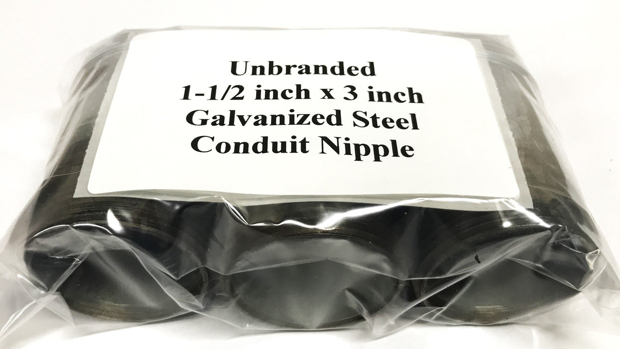 Unbranded 1-1/2 inch x 3 inch Galvanized Steel Conduit Nipple [Lot of 3] NOS