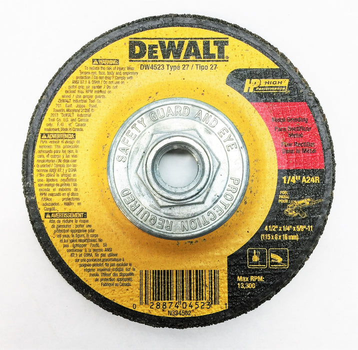 DeWALT 4-1/2"x1/4"x 5/8"-11 Grinding Wheel Masterpack DW4523 Z (10pcs) NOS
