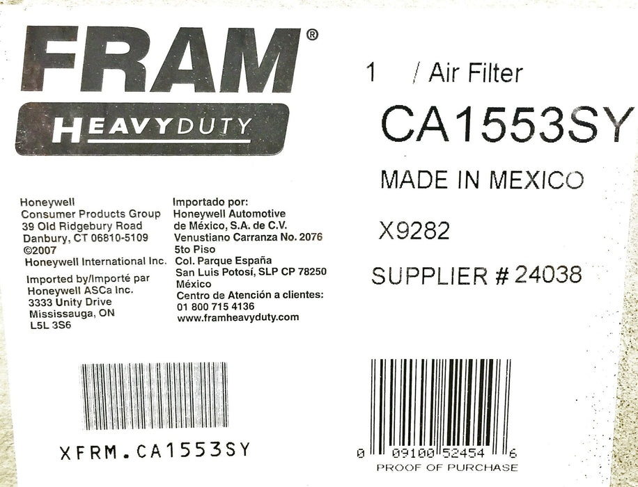 FRAM Heavy Duty Air Filter CA1553SY NOS