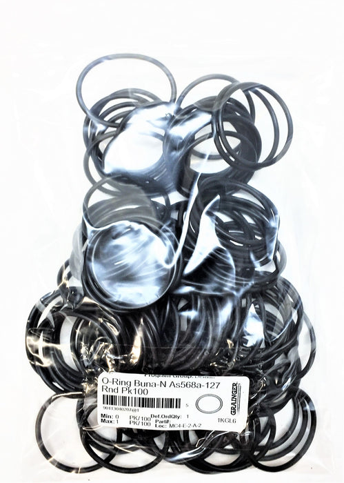GRAINGER O-Ring Buna-N As568A-127 [Lot of 123] NOS