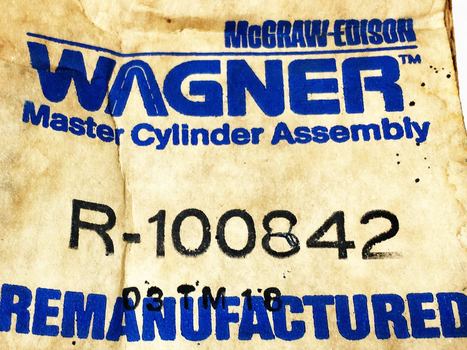 Wagner Brake Master Cylinder R100842 REMANUFACTURED