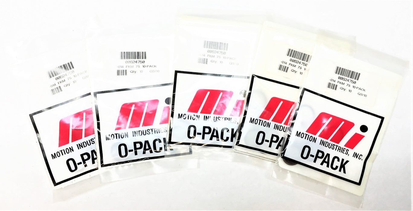 MOTION INDUSTRIES -014 FKM 75 (00624750) O-Ring/O-Pack (10pcs) [Lot of 5] NOS