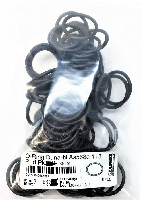 GRAINGER O-Ring Buna-N As568a-118 [Lot of 90] NOS
