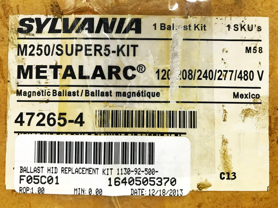 Sylvania  M250/SUPER5 Metalarc Ballast Kit 47265-4 NOS