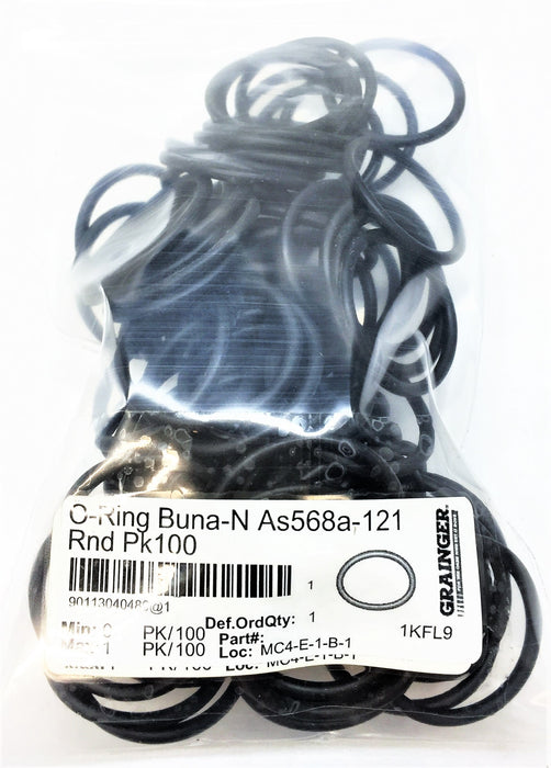GRAINGER Buna-N O-Ring Pack As568a-121 (100pcs) NOS