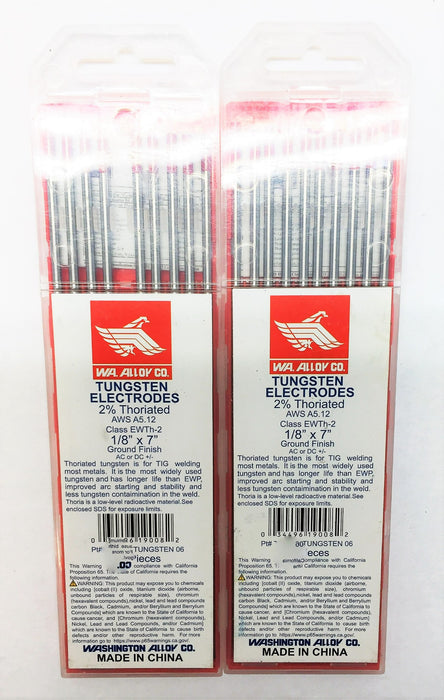 Wa.Alloy Tungsten Electrode EWTh-2 1/8" X 7" Ground Finish [Lot of 19] NOS