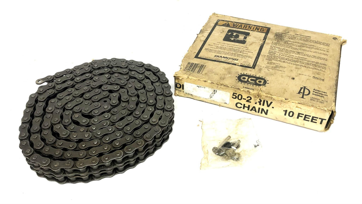Diamond Chain 9 Foot Riveted Double Strand Roller Chain 5/8 Inch 50-2 NOS