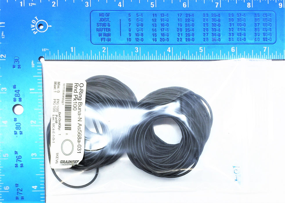 GRAINGER Buna-N O-Ring Pack As568a-031 (100pcs) NOS