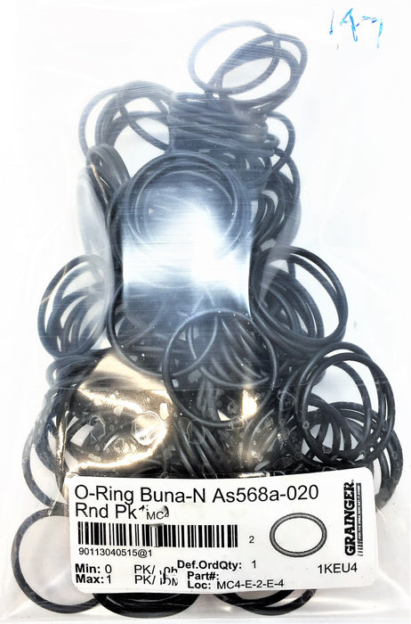 GRAINGER Buna-N O-Ring As568a-020 [Lot of 147] NOS