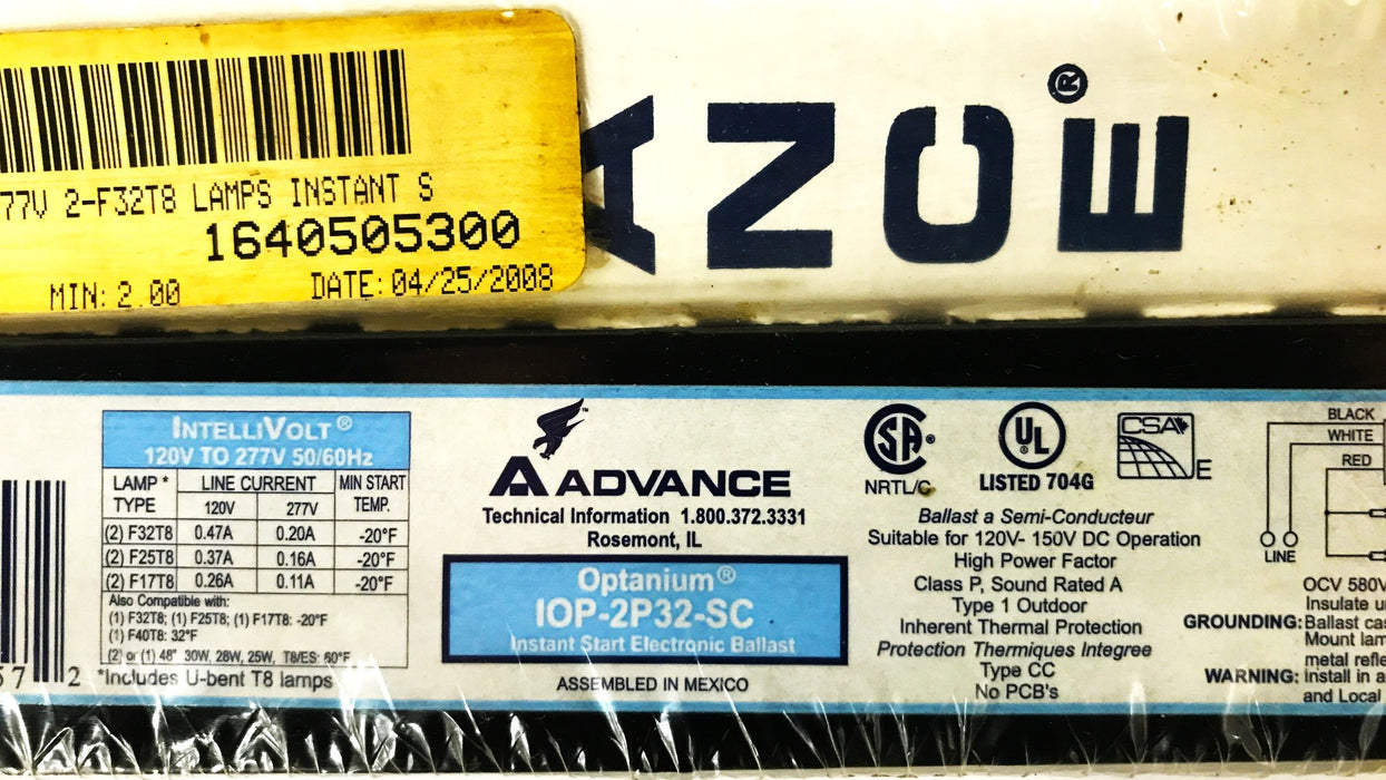 Philips Advance 2-Lamp Ballast 10P-2P32-SC NOS