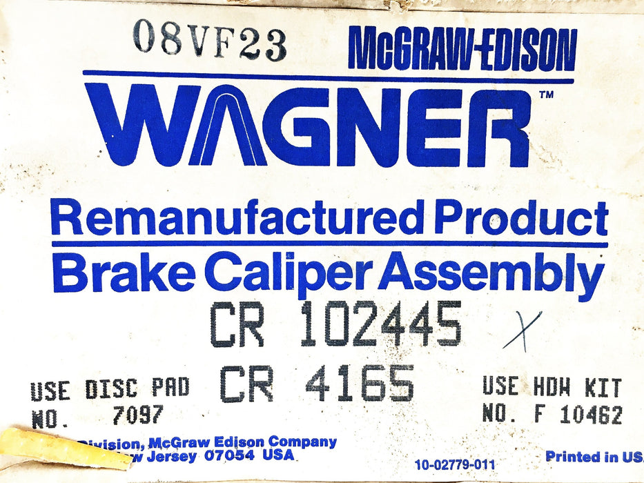 Wagner Disc Brake Caliper CR102445 (CR4165) REMANUFACTURED