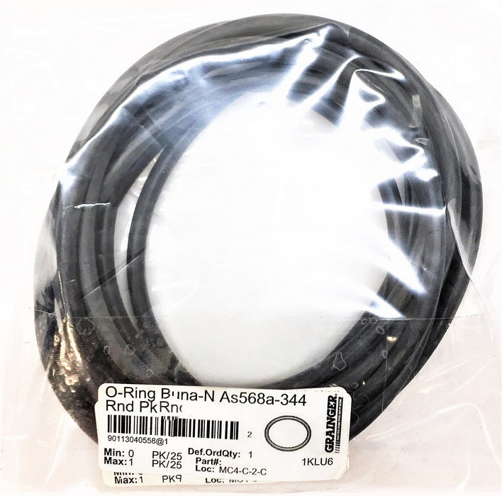 GRAINGER O-Ring Buna-N As568a-344 [Lot of 10] NOS