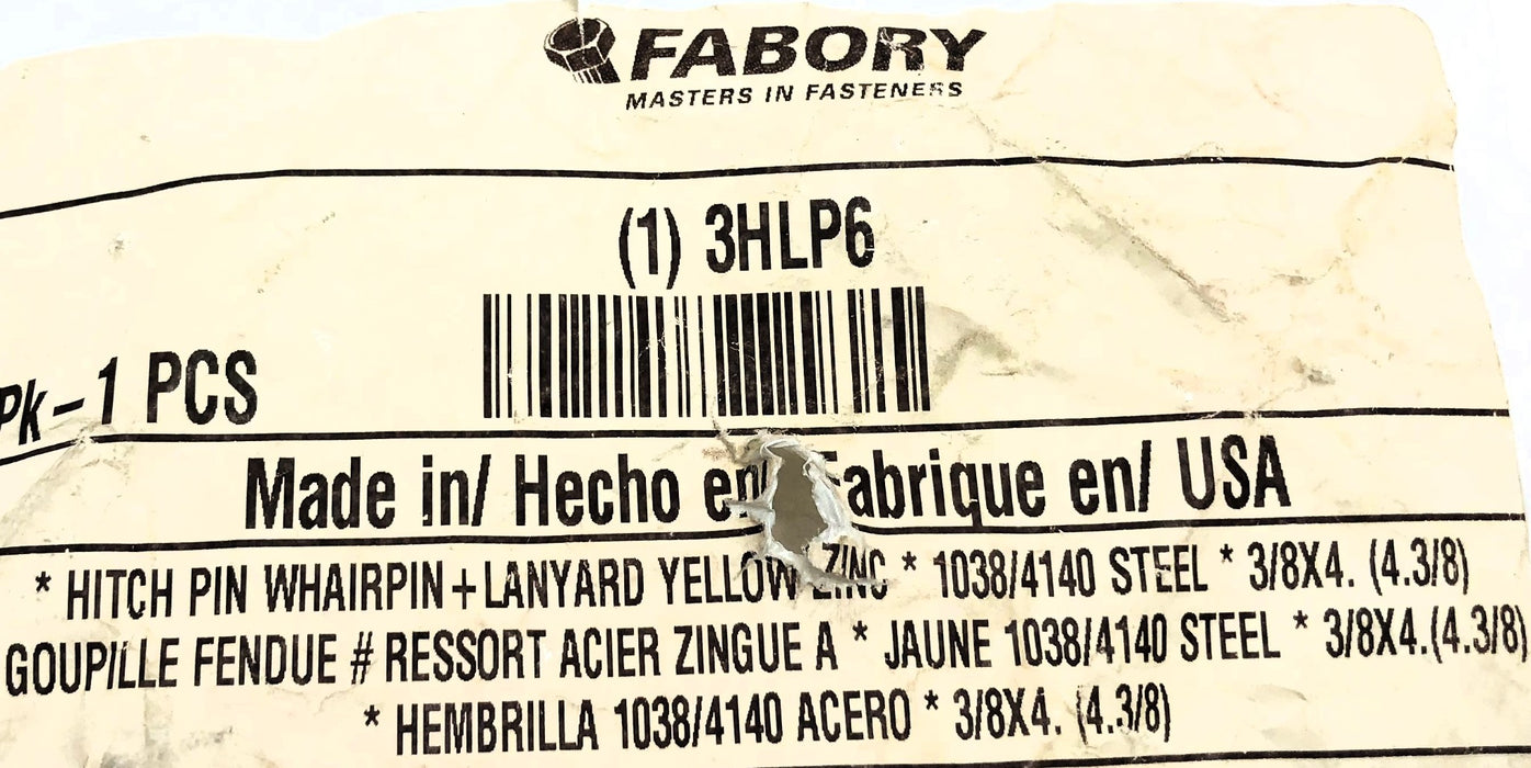 Fabory Hitch Pin With Lanyard 3HLP6 [Lot of 5] NOS